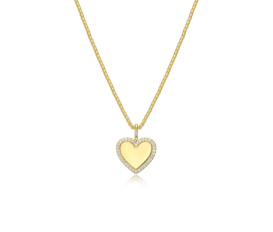 PENDENTIF COEUR EN ARGENT/PVD OR SERTI DE CUBIQUES ZIRCONIAS ET SA CHAINE - PJ S3AV4E00ZZ - REIGN