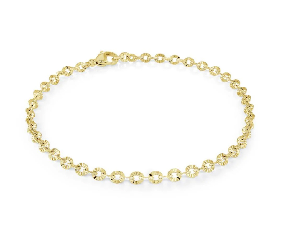 CHAINE DE CHEVILLE À MAILLE ROLO TAILLÉE DIAMANT