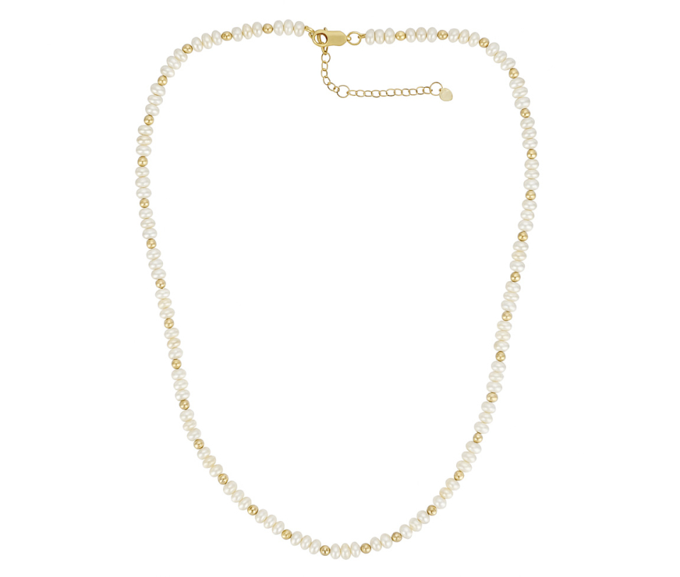 COLLIER DE PERLES D'EAU DOUCE ET BILLES DORÉES - AR 1420/18/4W - PERLE D'IMPORTATION