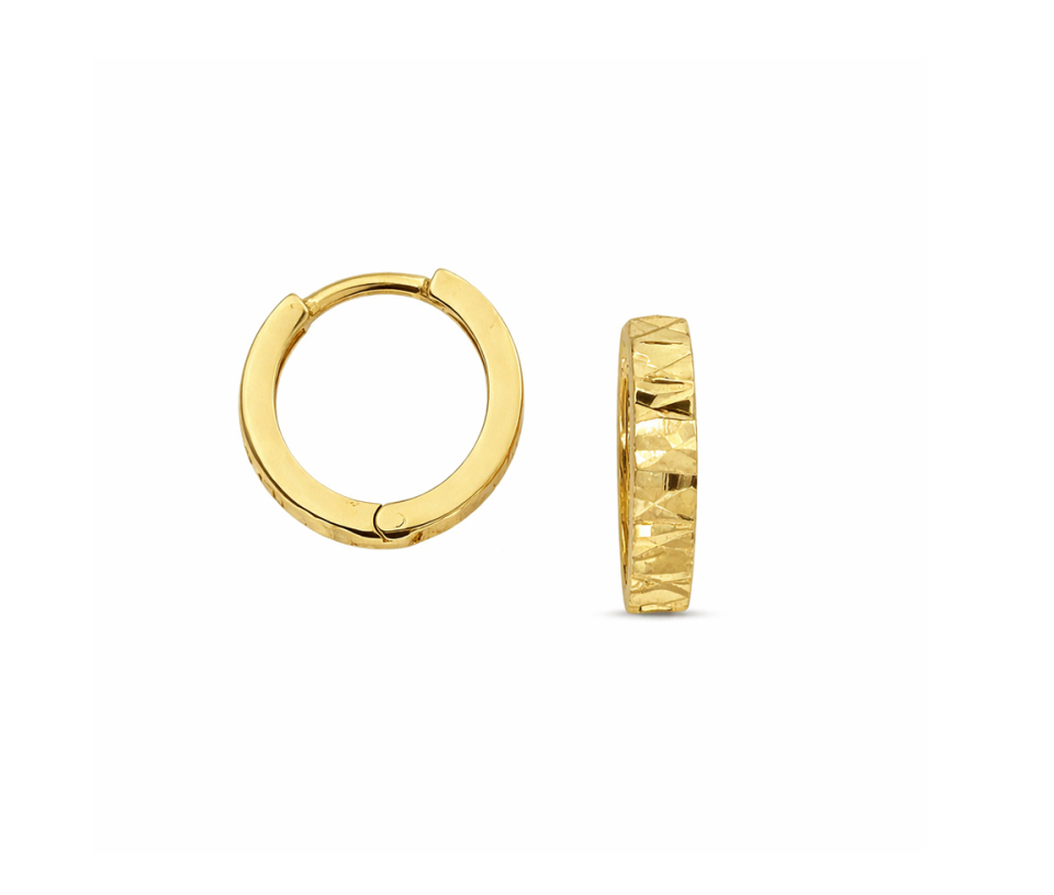 BOUCLES HUGGIES EN OR JAUNE TAILLÉES DIAMANT