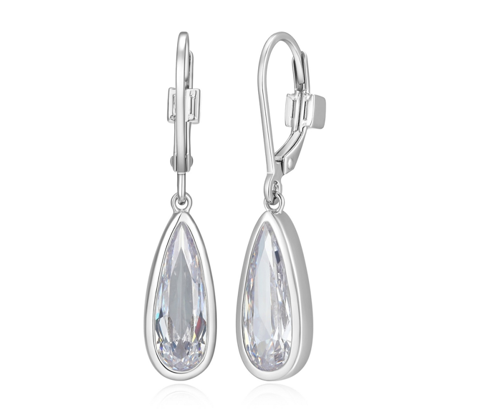 BOUCLES ELLE GOUTTES EN ARGENT RHODIÉ SERTIES DE CUBIQUES ZIRCONIAS - PJ R2LCV00003 - ELLE