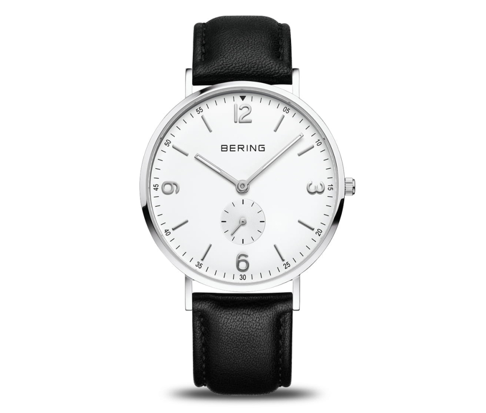 MONTRE BERING EN ACIER AVEC BRACELET DE CUIR NOIR - MI 14040/404 - BERING