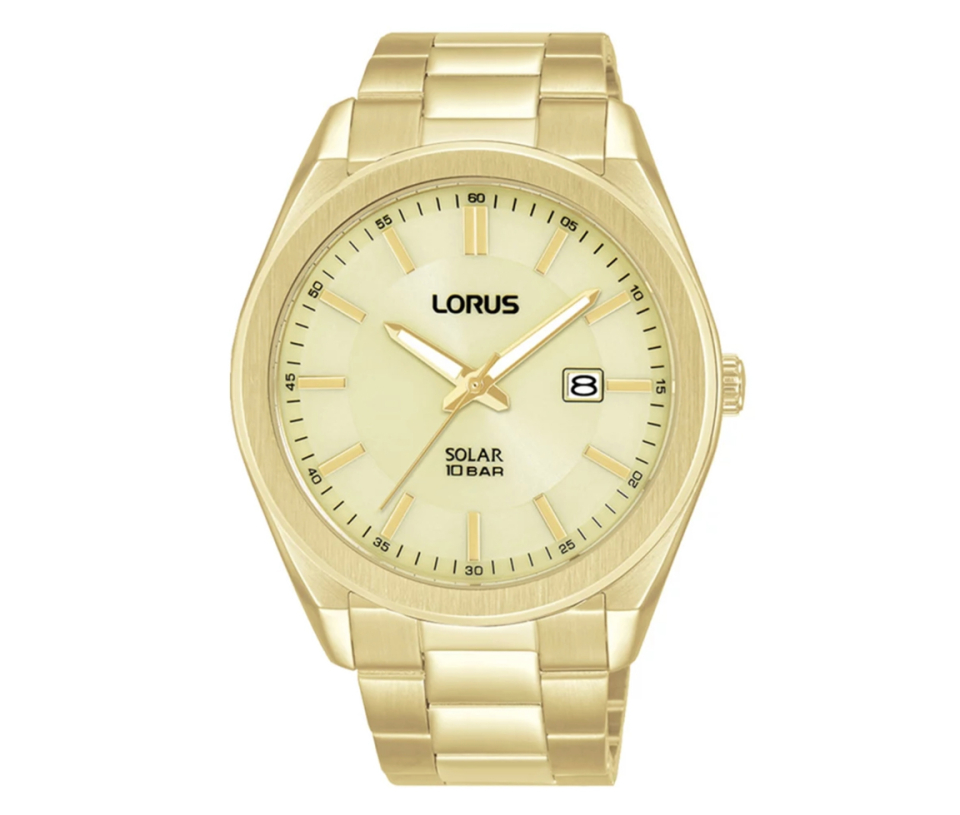 MONTRE LORUS POUR HOMME SOLAIRE EN ACIER/PVD OR