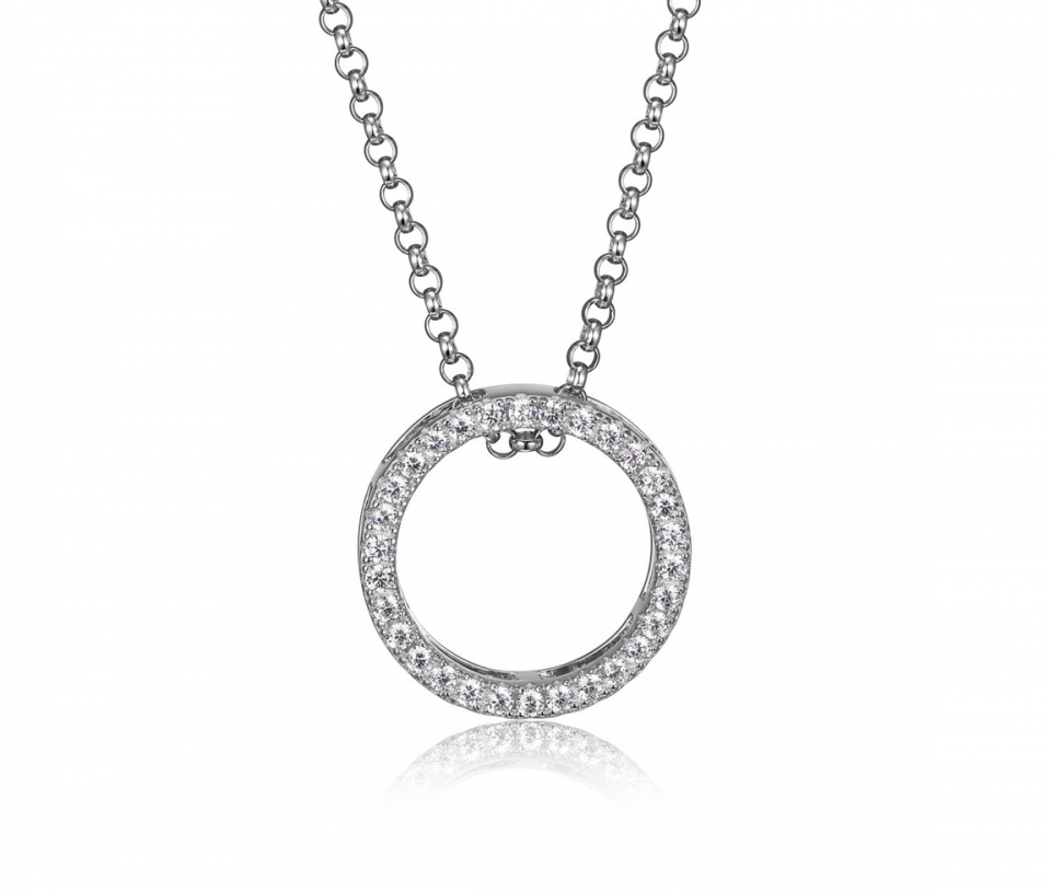 PENDENTIF CERCLE DE VIE EN ARGENT RHODIÉ SERTI DE CUBIQUES ZIRCONIAS - PJ R0LBGD0048 - ELLE