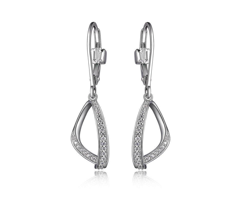 BOUCLES ELLE EN ARGENT RHODIÉ SERTIES DE CUBIQUES ZIRCONIAS ''SCINTILLATION''