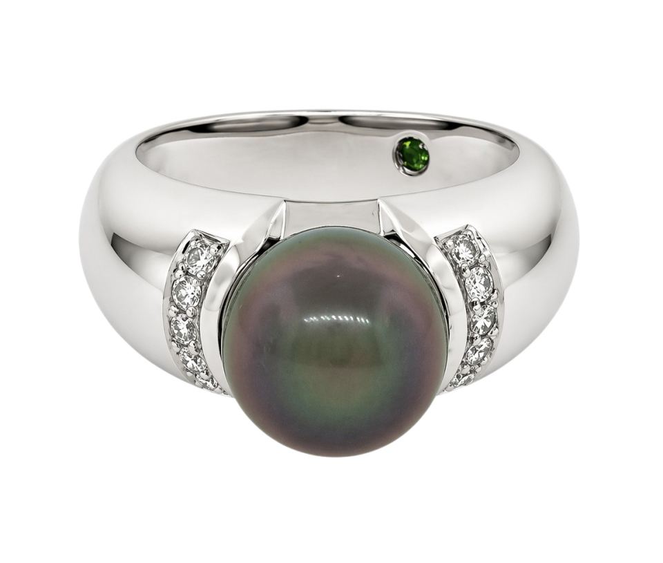 BAGUE PERLE DE TAHITI ET DE DIAMANTS 