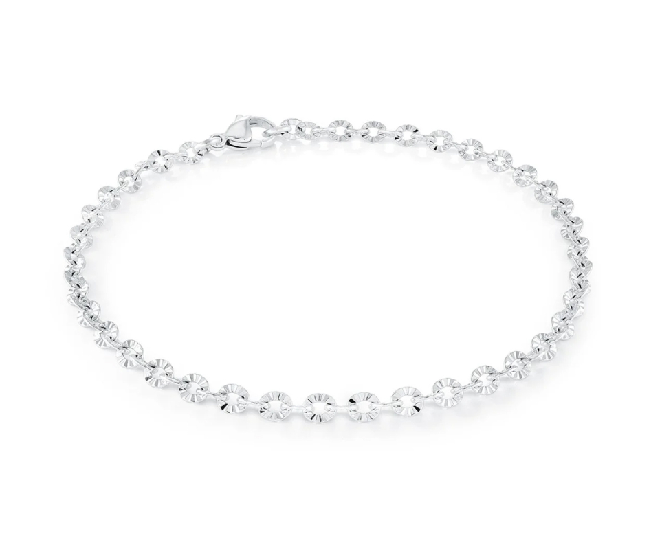 CHAINE DE CHEVILLE À MAILLE ROLO TAILLÉE DIAMANT