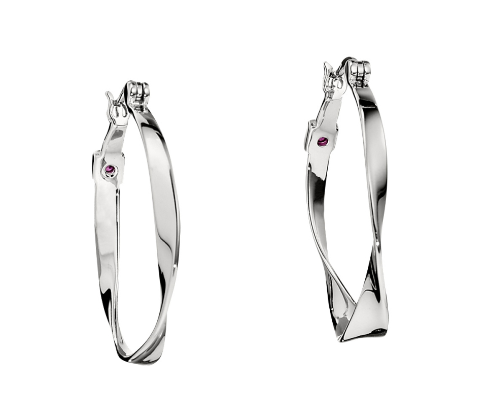 BOUCLES ELLE ANNEAUX EN ARGENT RHODIÉ TWISTÉES - PJ R2LAEDA00K - ELLE