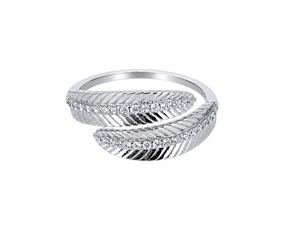 BAGUE À MOTIF FEUILLES AVEC CZ