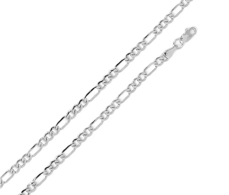 BRACELET EN ARGENT RHODIÉ À MAILLE FIGARO - SP CH1/100RH7 - BIJOUX D'IMPORTATION