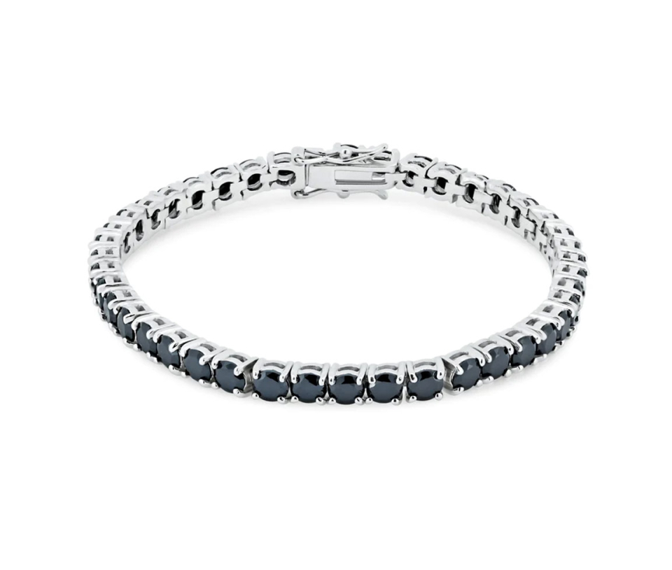 BRACELET TENNIS EN ARGENT RHODIÉ SERTI D'ONYX 