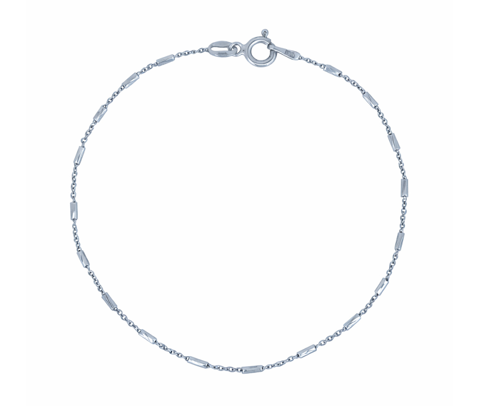 BRACELET EN ARGENT RHODIÉ À MAILLES BÂTONNETS TAILLÉES DIAMANT