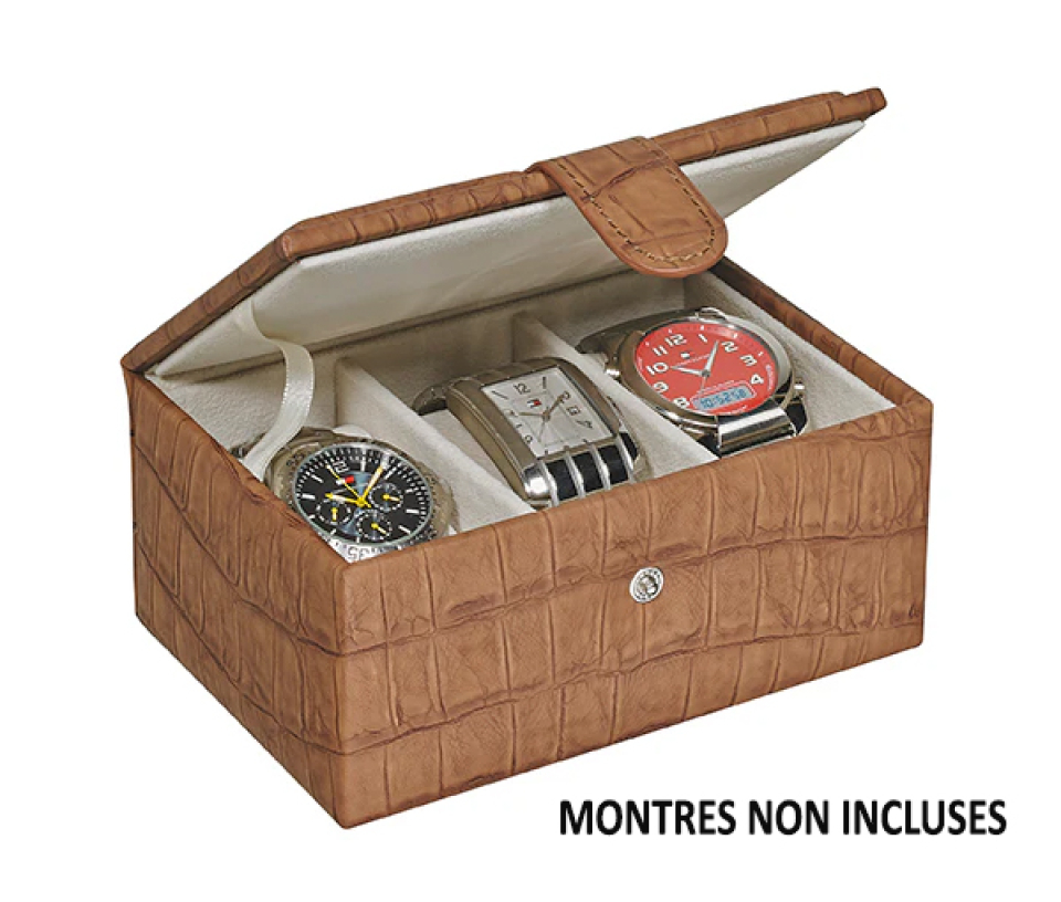 COFFRE POUR 3 MONTRES AVEC REVÊTEMENT EN SIMILICUIR
