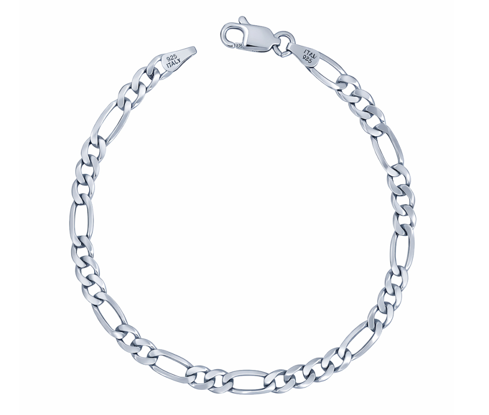 BRACELET EN ARGENT RHODIÉ À MAILLE FIGARO