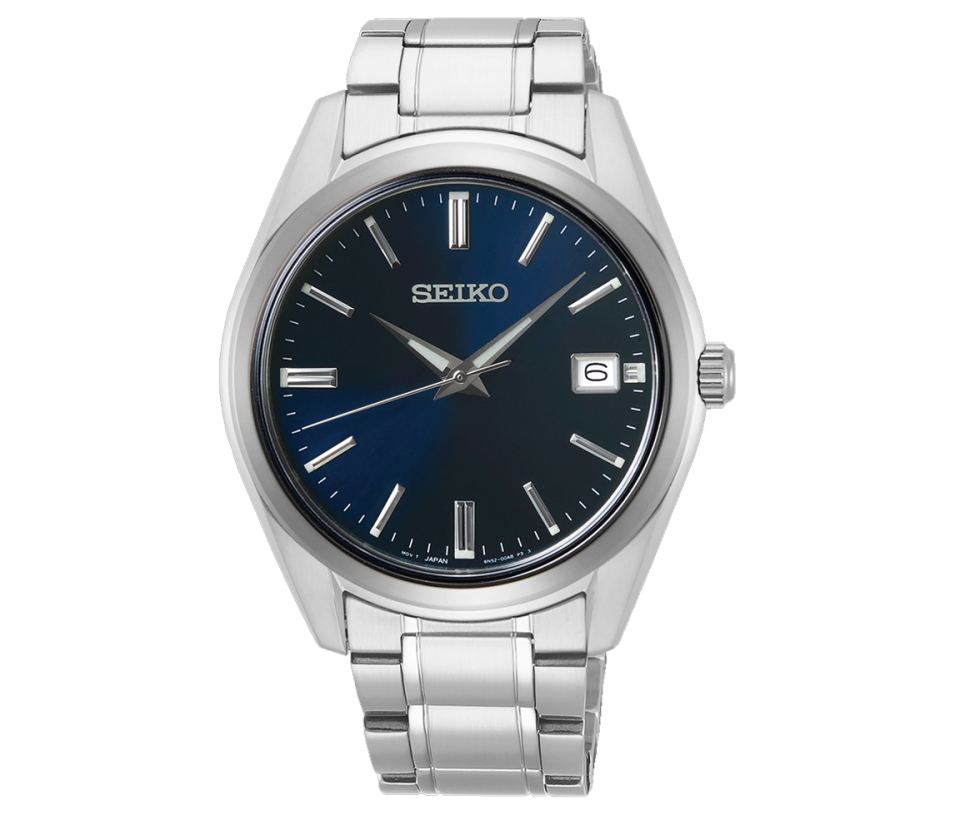 Seiko Acier Saphir Fond Bleu Bijouterie Suisse