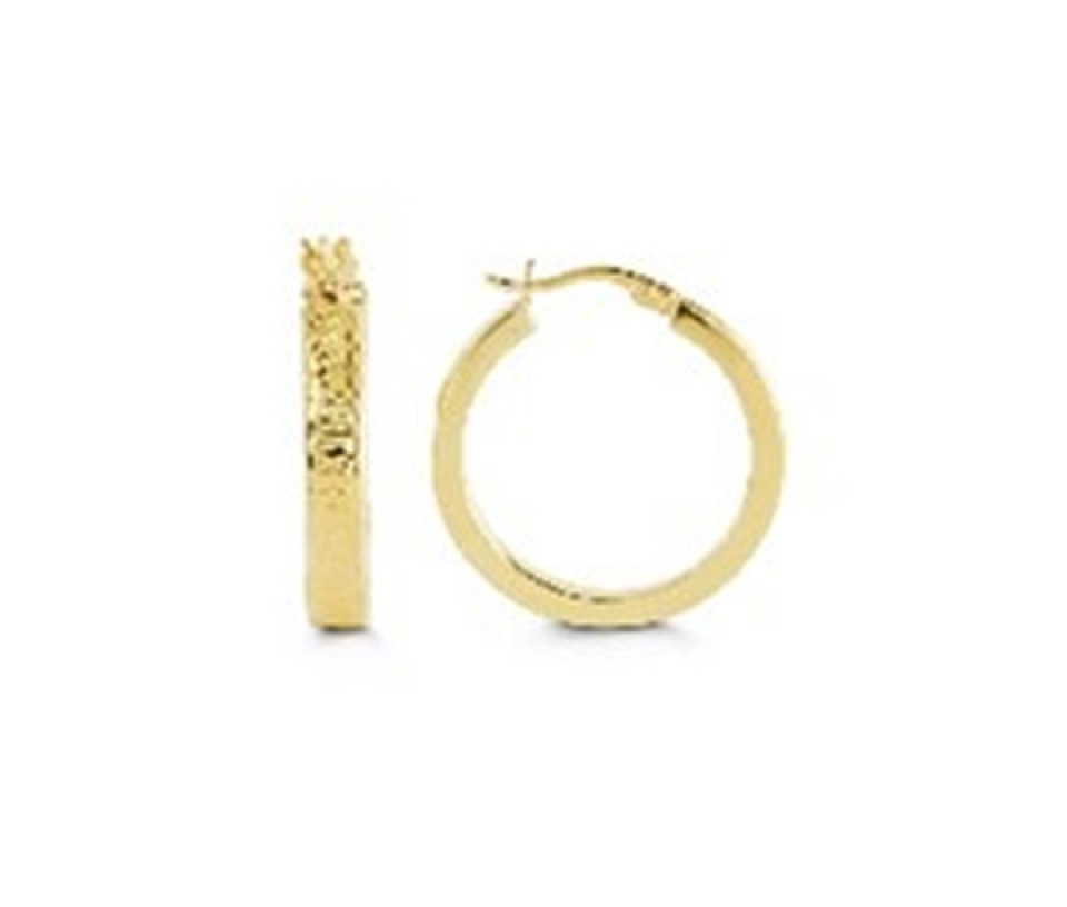 BOUCLES ANNEAUX EN OR 10K TAILLÉES DIAMANT - SY 1008F - BIJOUX D'IMPORTATION