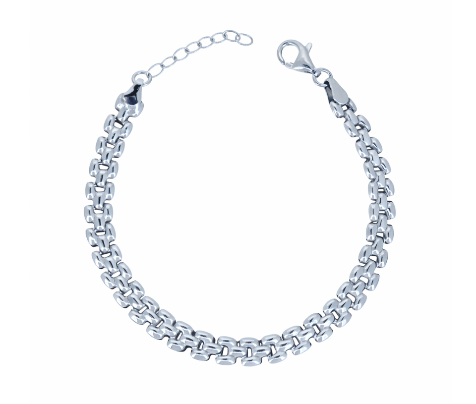 BRACELET EN ARGENT RHODIÉ À MAILLE STYLE JUBILÉE