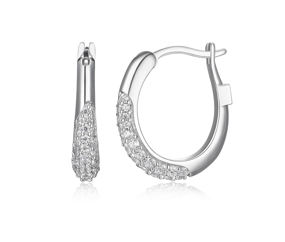 BOUCLES ANNEAUX ELLE EN ARGENT RHODIÉ SERTIE DE CUBIQUES ZIRCONIAS - PJ R2LCK7000J - ELLE