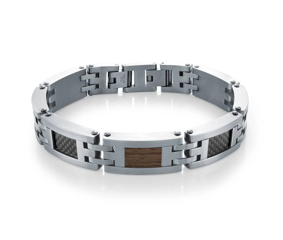 BRACELET EN ACIER/FIBRE DE CARBONE ET BOIS