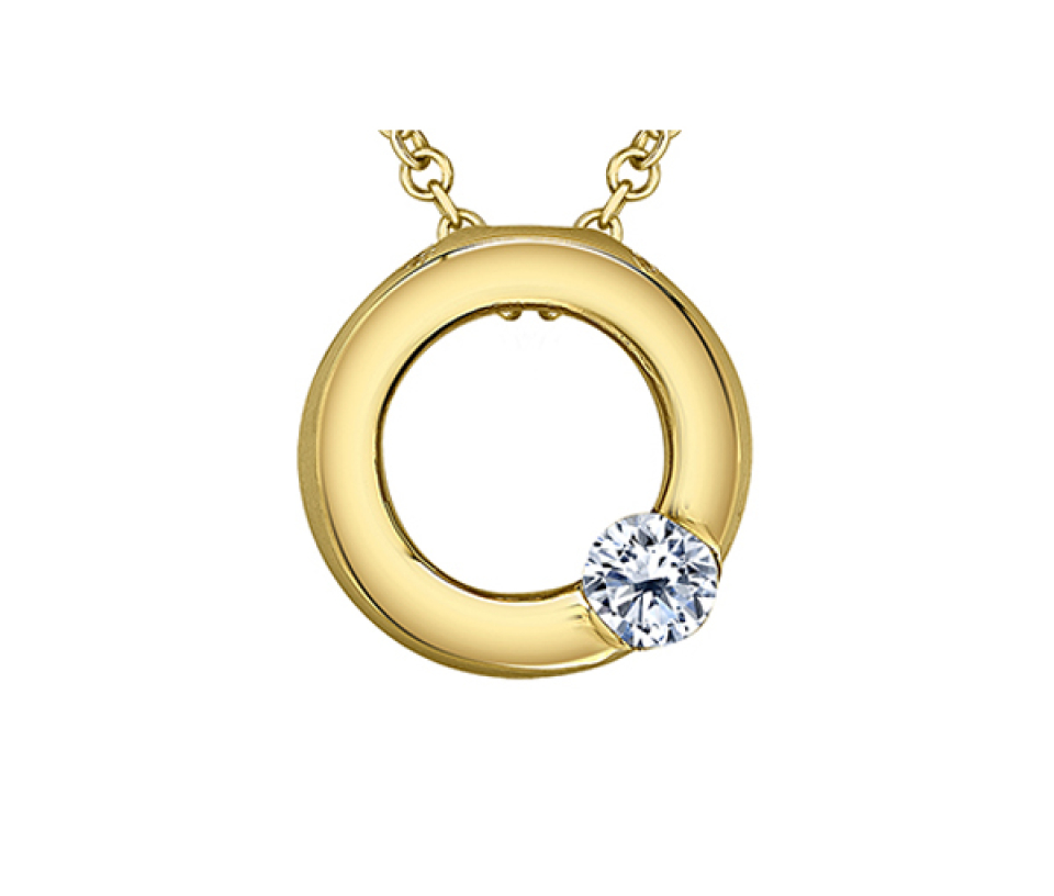 PENDENTIF CERCLE DE VIE EN OR SERTI D'UN DIAMANT CANADIEN - CR ML995Y09 - DIAMANT CANADIEN