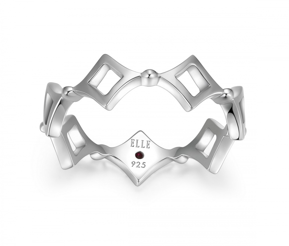 BAGUE À MOTIF LOSANGES AJOURÉS EN ARGENT RHODIÉ - PJ R4LADDA0AC - ELLE