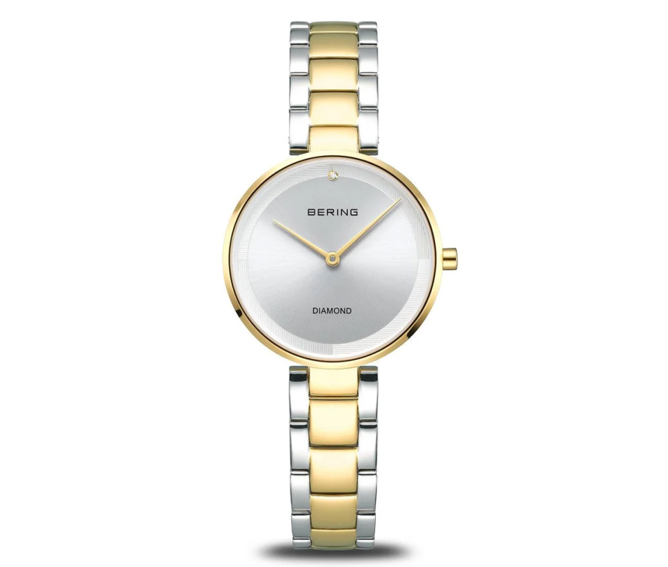 MONTRE BERING EN ACIER/PVD OR 2 TONS SERTIIE D'UN DIAMANT - MI 17529/710 - BERING