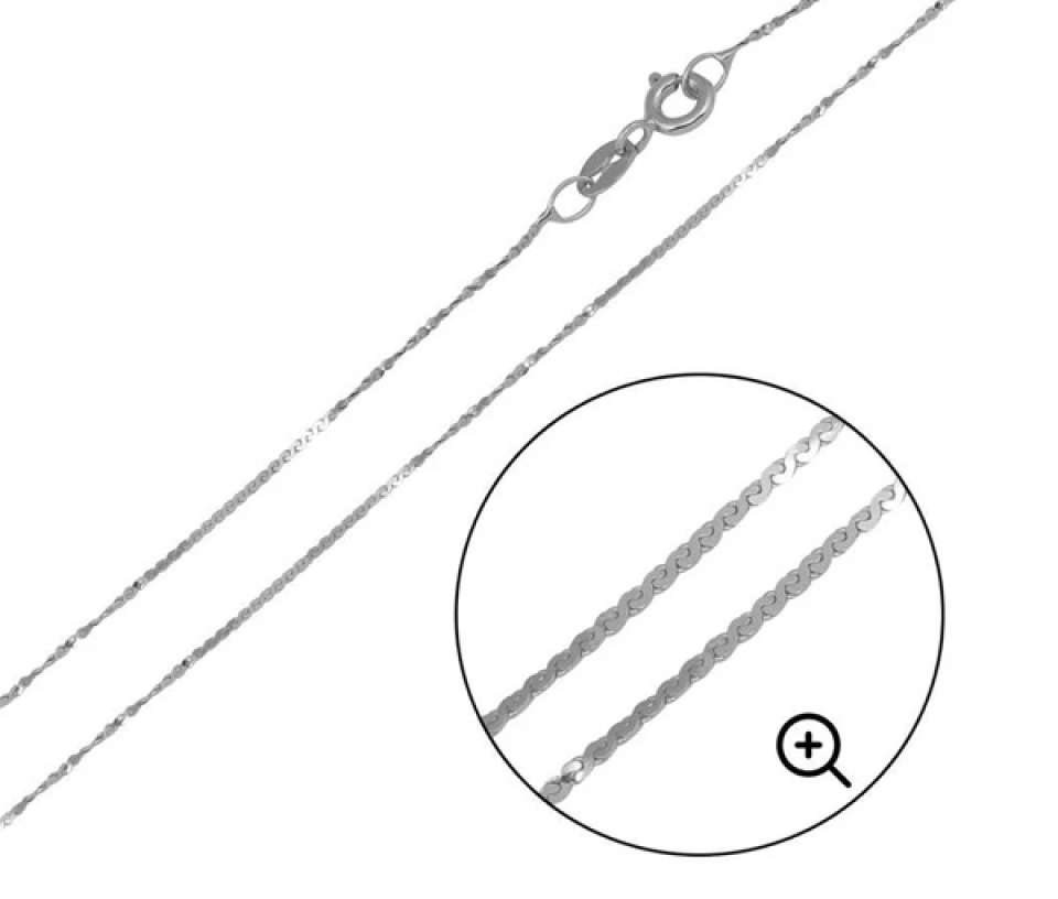 CHAINE EN ARGENT RHODIÉ À MAILLE VAGUE - SP CH413RH18 - BIJOUX D'IMPORTATION