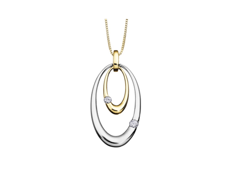 PENDENTIF EN OR 10K 2 TONS SERTI D'UN DIAMANT CANADIEN - CR DD2342 - DIAMANT CANADIEN