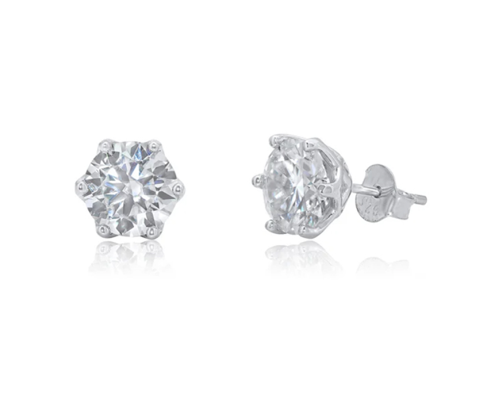 BOUCLES FIXES EN ARGENT RHODIÉ SERTIES DE MOISSANITES - SP MDGE00002 - BIJOUX D'IMPORTATION