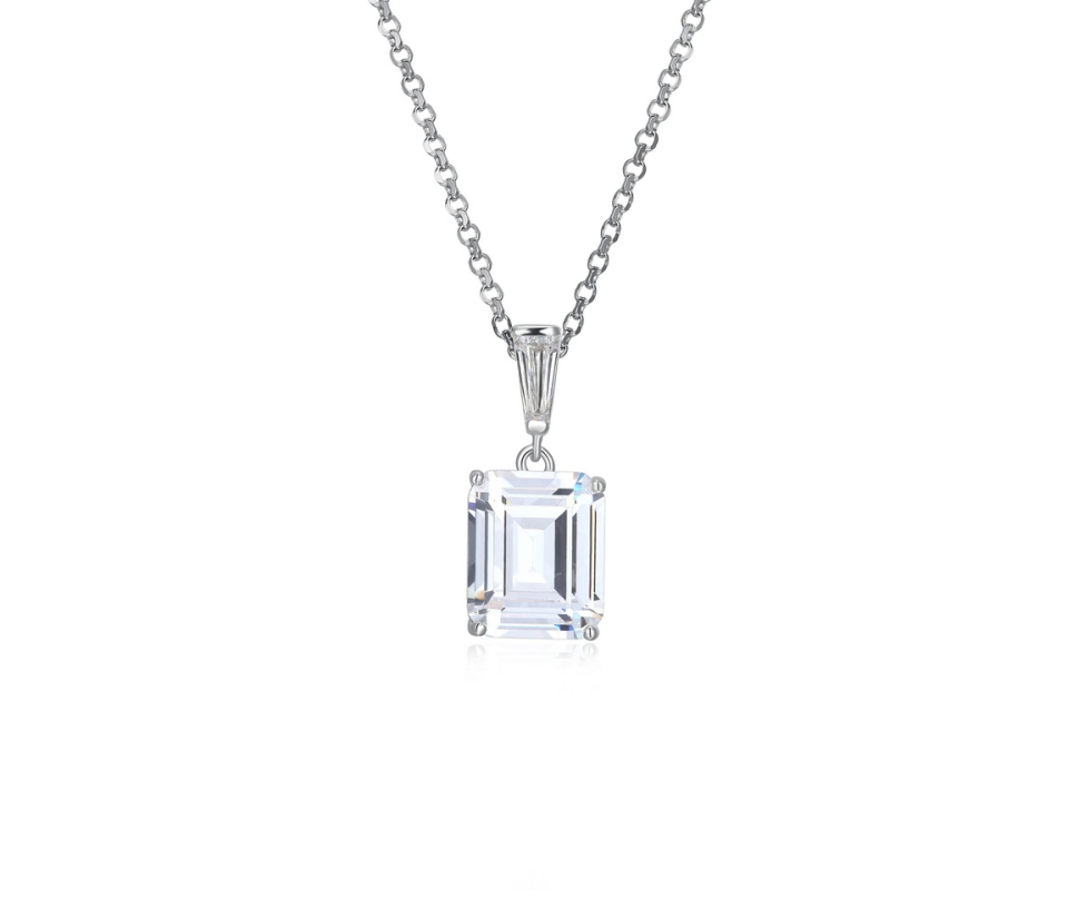 PENDENTIF EN ARGENT RHODIÉ SERTI D'UN CUBIQUE ZIRCONIA AVEC CHAINE ROLO - PJ R3AUZ800Y0 - REIGN