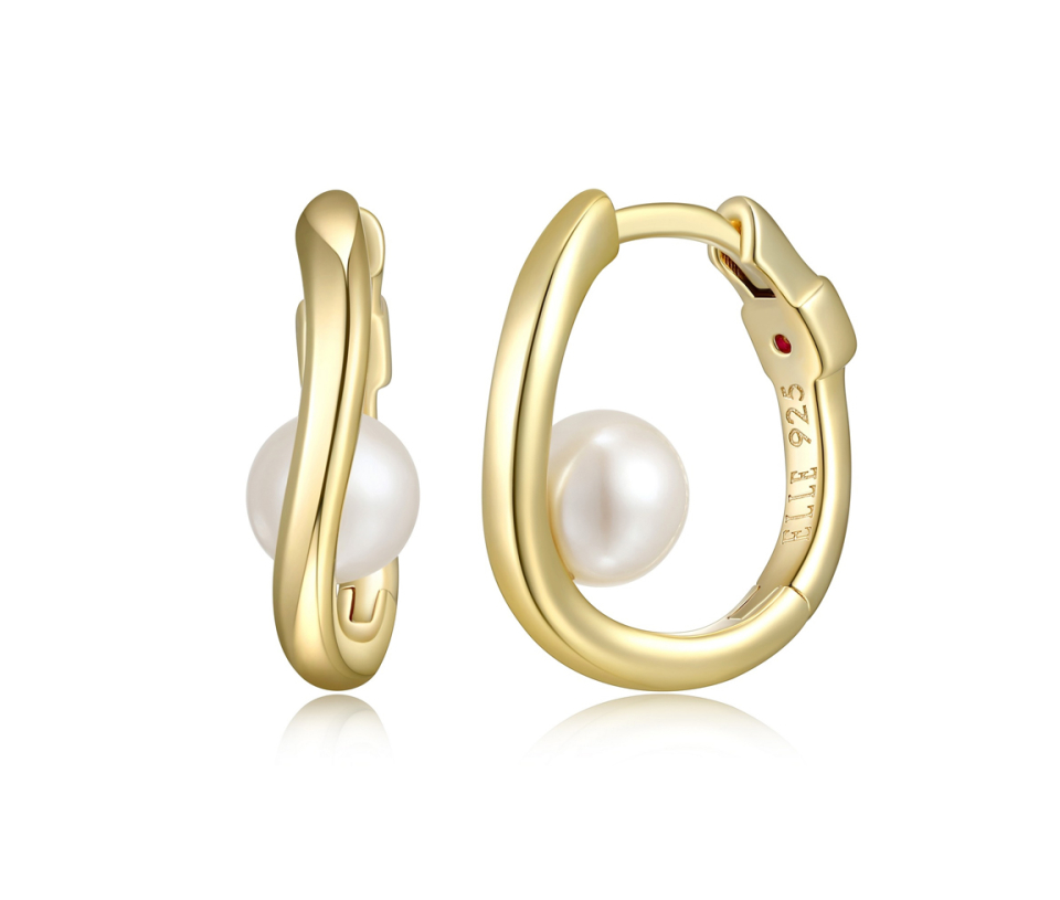 BOUCLES HUGGIES EN ARGENT/PVD OR SERTIES D'UNE PERLE DE CULTURE - PJ 32LCQG4527 - ELLE