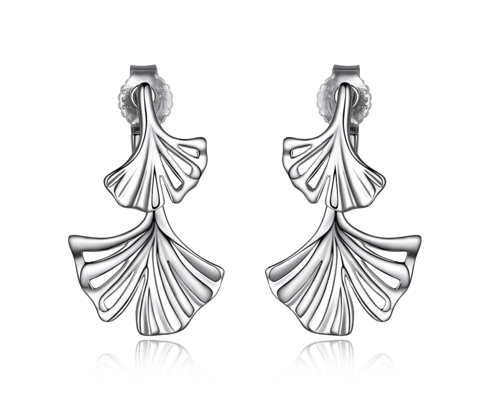 BOUCLE ELLE GINKGO EN ARGENT RHODIÉ
