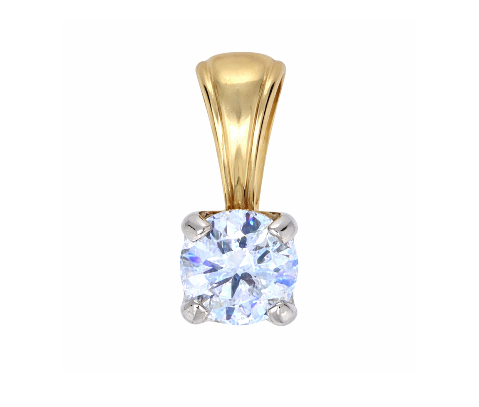 PENDENTIF STYLE SOLITAIRE EN OR 2 TONS SERTI D'UN DIAMANT - SJ PENDI02 - BIJOUTERIE SUISSE INC.