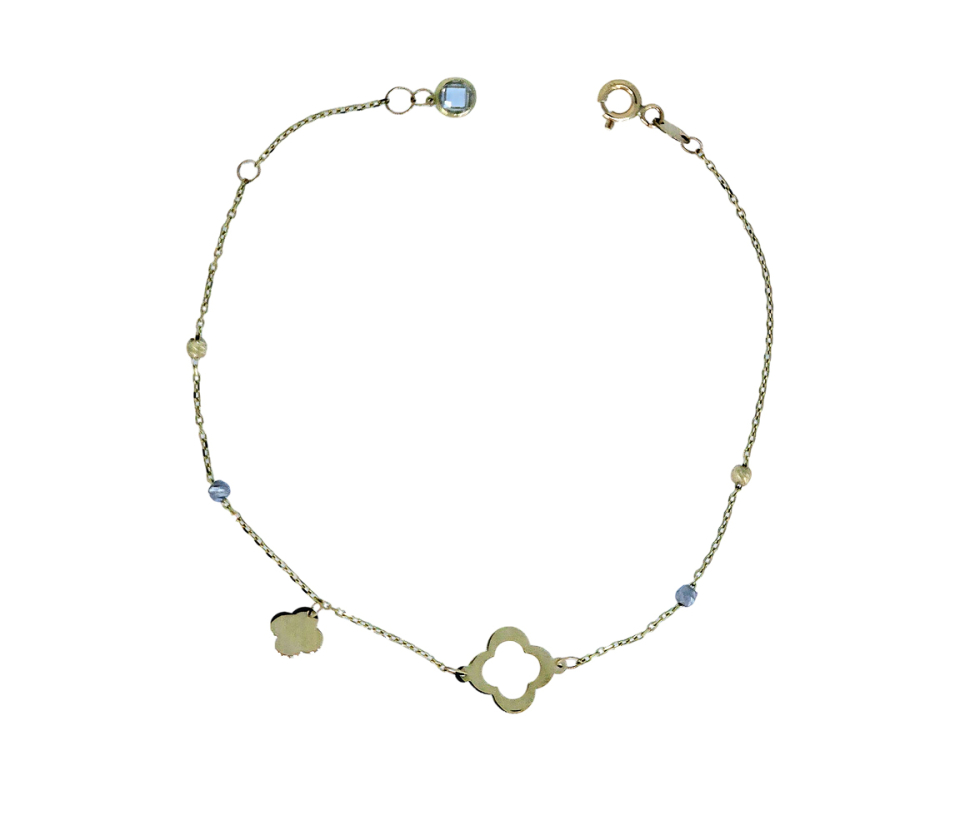 BRACELET EN OR 2 TONS AVEC TRÈFLES