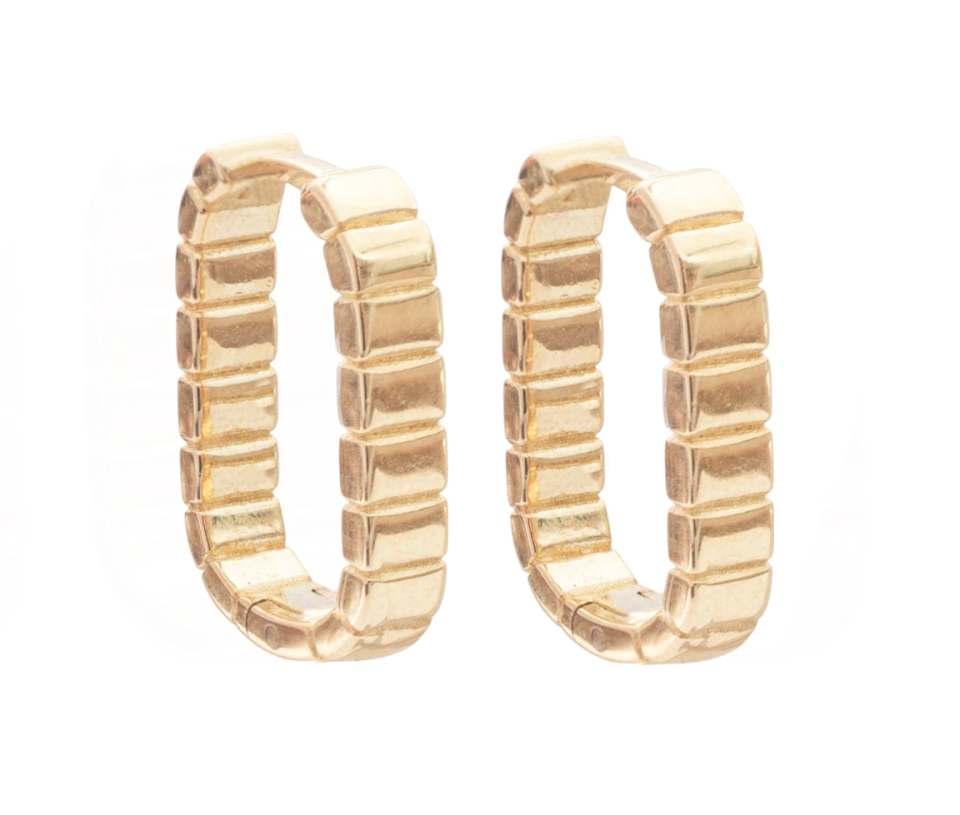 BOUCLES HUGGIES RECTANGLE LIGNÉES EN OR JAUNE - CB EYD323068 - CBE