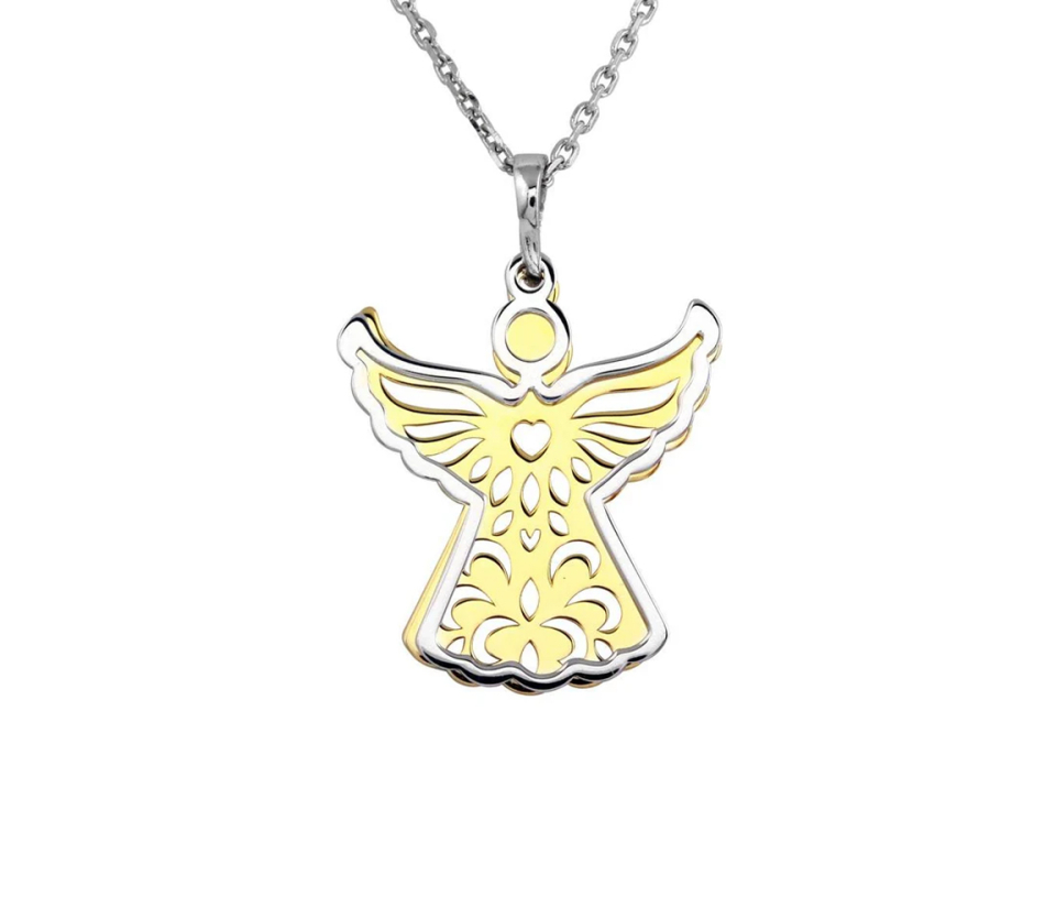 PENDENTIF ANGE EN ARGENT RHODIÉ/PVD OR 2 TONS