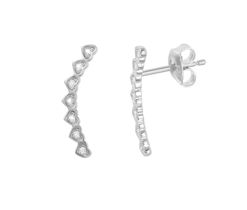BOUCLES VOLÉE DE COEURS EN ARGENT RHODIÉ