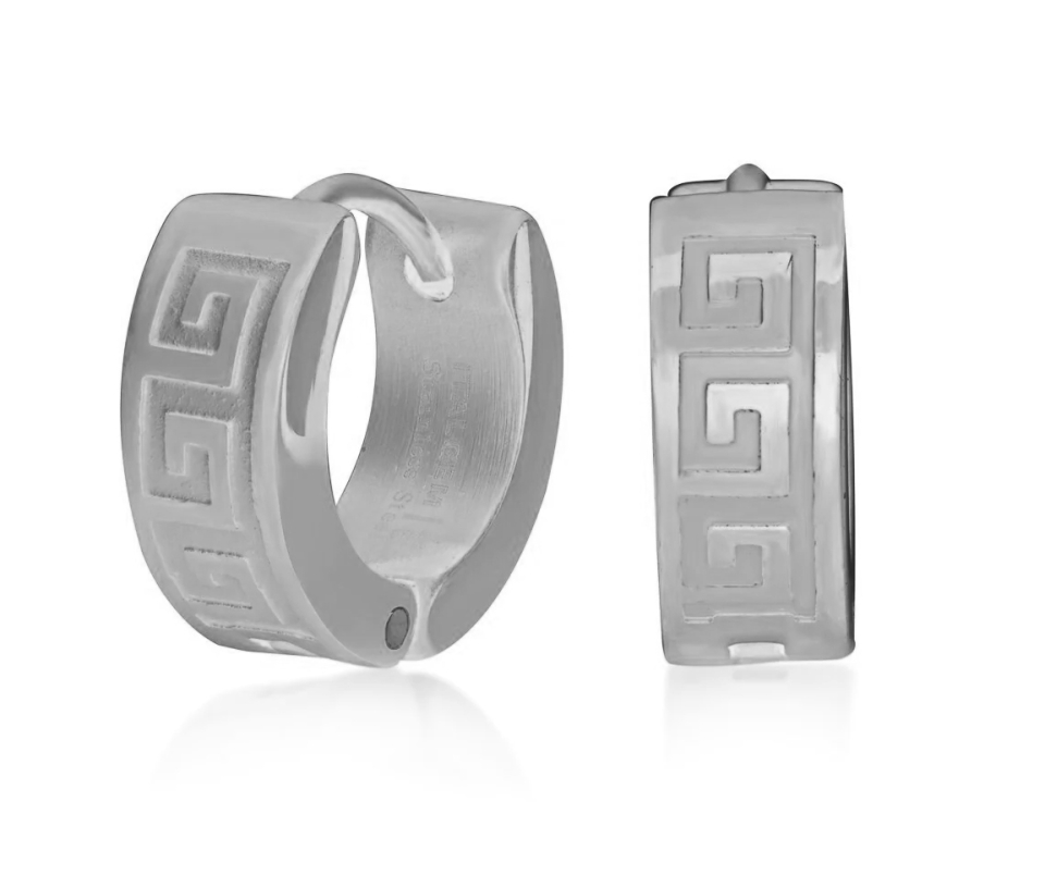 BOUCLES HUGGIES EN ACIER À MOTIF VERSACE - IG EO27 - ITALGEM