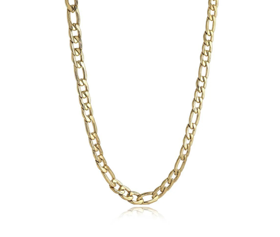 CHAINE EN ACIER/PVD OR À MAILLE FIGARO TAILLÉE DIAMANT - IG SYN98/24 - ITALGEM