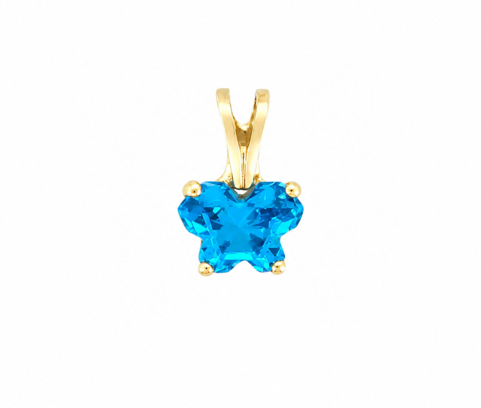 PENDENTIF PAPILLON AVEC CUBIQUE BLEU PÂLE