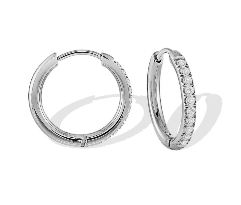 BOUCLES HUGGIES EN ACIER SERTIES DE CUBIQUES ZIRCONIAS - IG SEA198 - ITALGEM