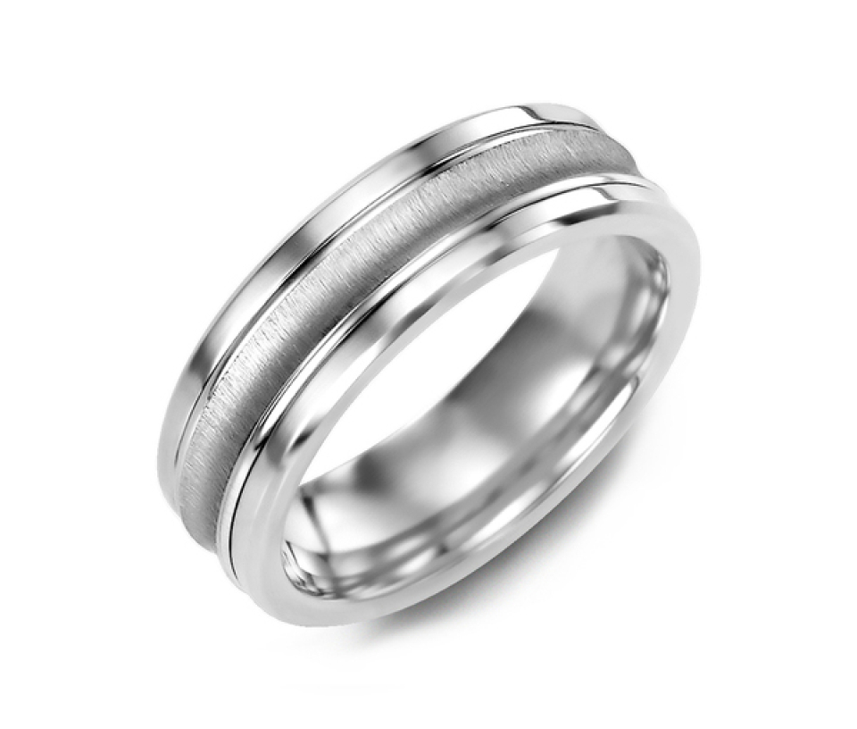 JONC EN TUNGSTÈNE ET OR BLANC