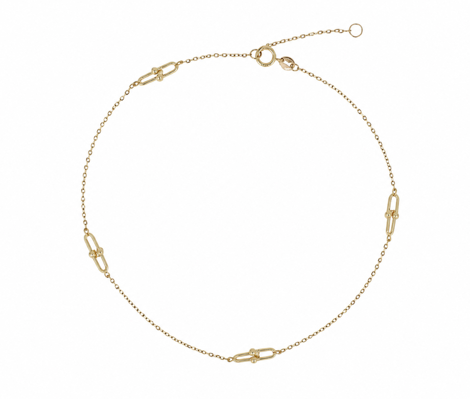 CHAINE DE CHEVILLE À MAILLE ROLO ET U