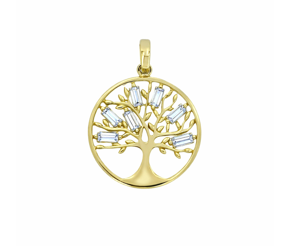 PENDENTIF ARBRE DE VIE EN OR JAUNE SERTI DE CUBIQUES ZIRCONIAS - MB ARBV24 - BIJOUX D'IMPORTATION
