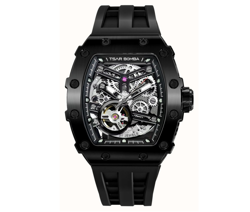 MONTRE TSAR BOMBA AUTOMATIQUE EN ACIER/PVD NOIR
