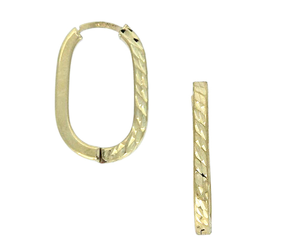 BOUCLES HUGGIES OVALES TAILLÉES DIAMANT EN OR JAUNE - S HUG03 - BIJOUX D'IMPORTATION