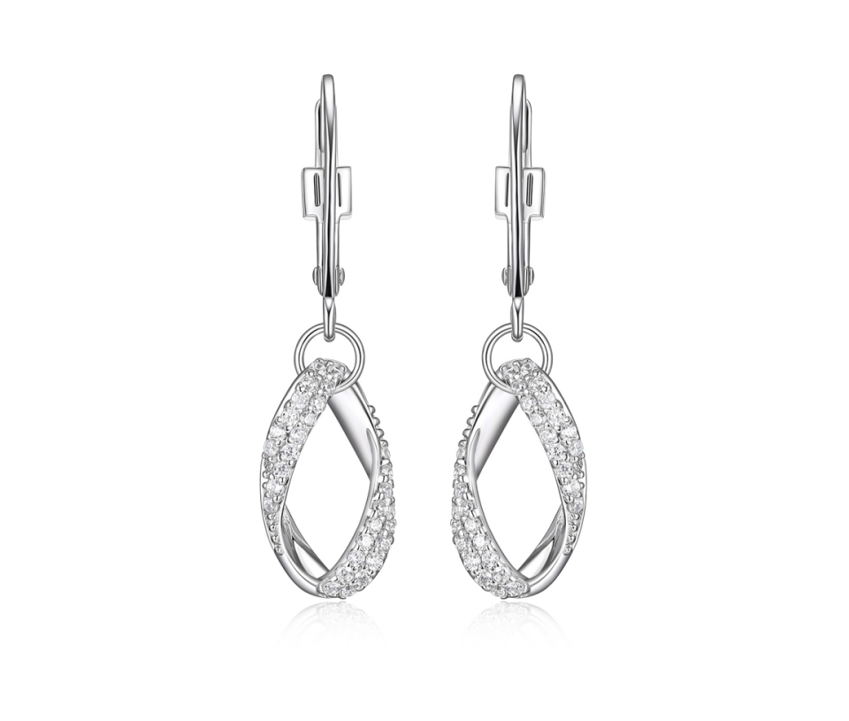 BOUCLES ELE EN ARGENT RHODIÉ OVALES SERTIES DE CUBIQUES ZIRCONIAS