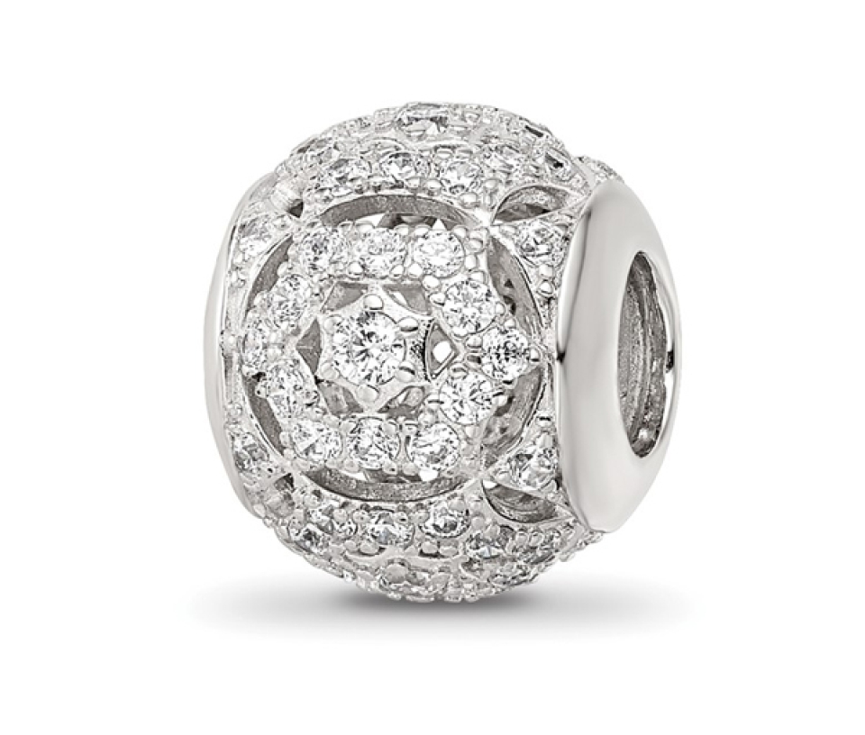 PENDENTIF BOULE DE FEU EN ARGENT RHODIÉ SERTI DE CUBIQUES ZIRCONIAS - QG QRS4161 - IMPORTATION