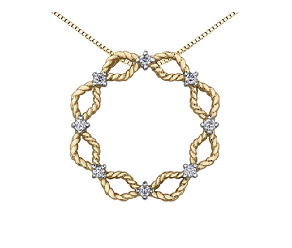 PENDENTIF EN OR 10K SERTI DE DIAMANTS ET CHAINE 18" - CR DD7315 - BIJOUX CANADIEN
