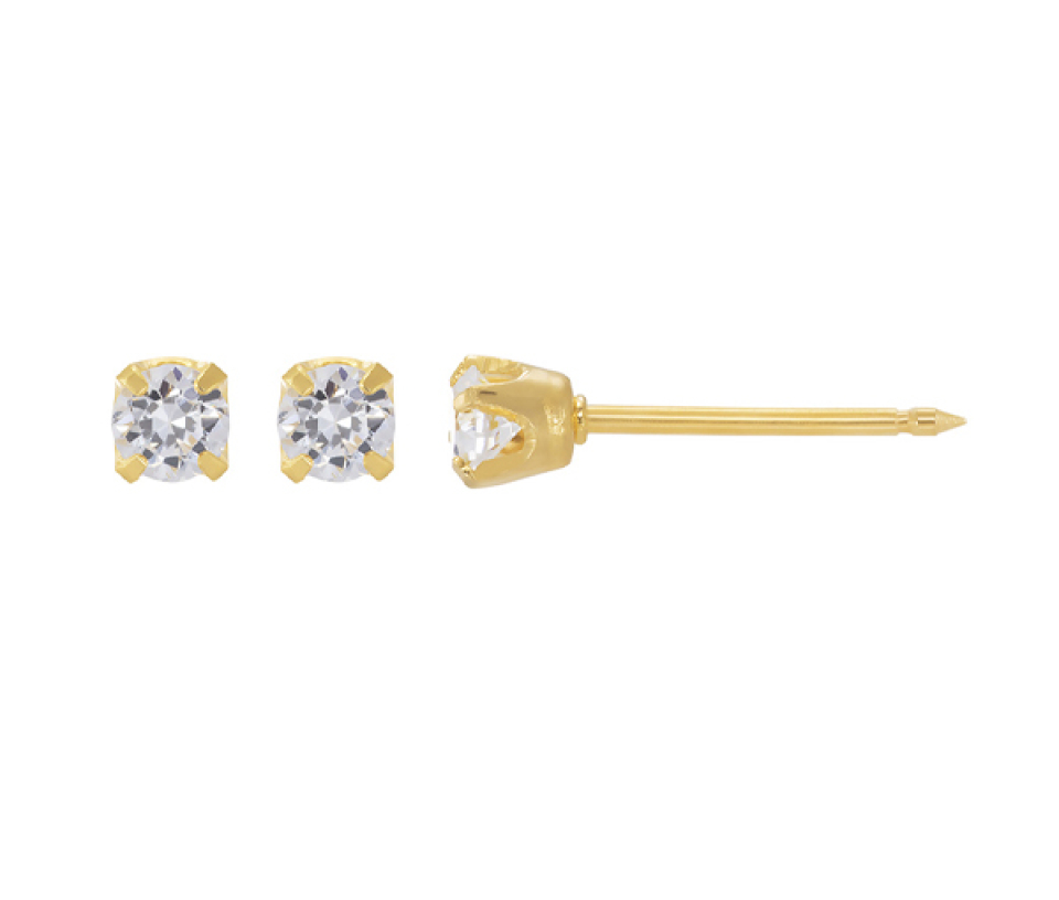 BOUCLES DE PERÇAGE EN ACIER/PVD OR 24K SERTIES DE CUBIQUES ZIRCONIAS (*PERÇAGE GRATUIT) - IN 32C - PERÇAGE